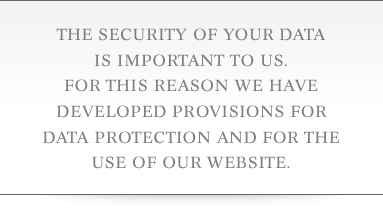 The security of your data is important to us. For this reason we have developed provisions for data protection and for the use of our website..